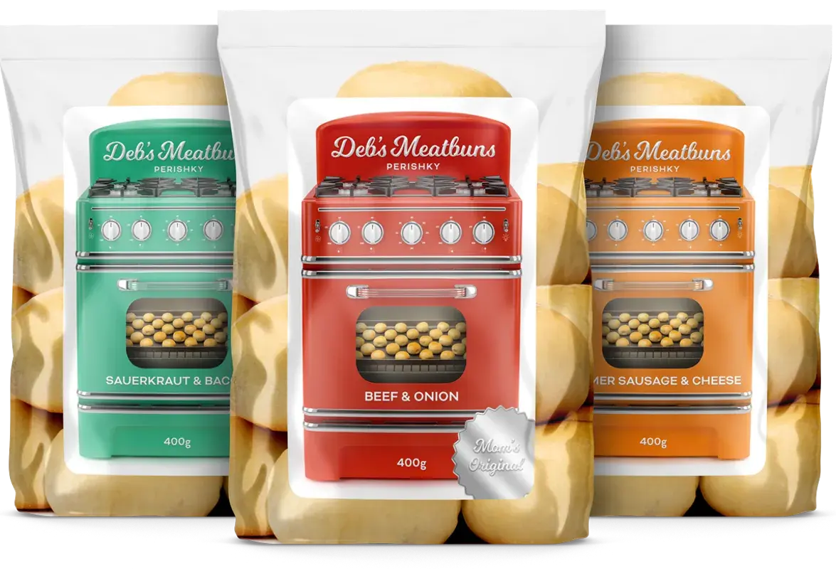 Deb's Meatbuns product bags